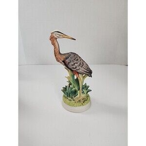Great Blue Heron Porcelain Figurine Bird Hand painted Angeline Originals